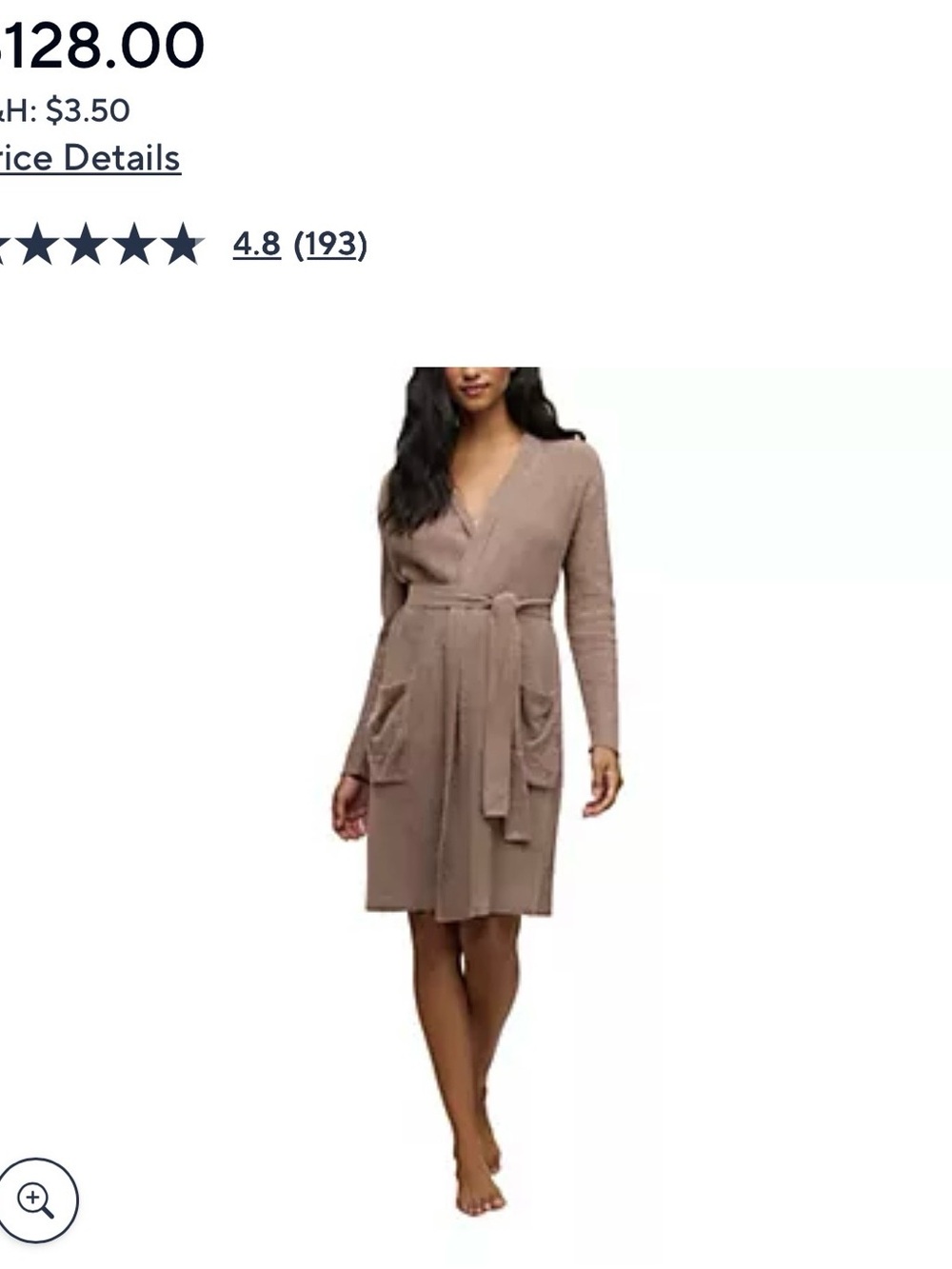 Barefoot Dreams Taupe Wrap Robe with Tie Belt